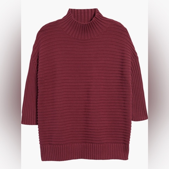 NWT French Connection Lena Mozart Rib Cotton Mock Neck Tunic Sweater Size Large - Picture 1 of 2